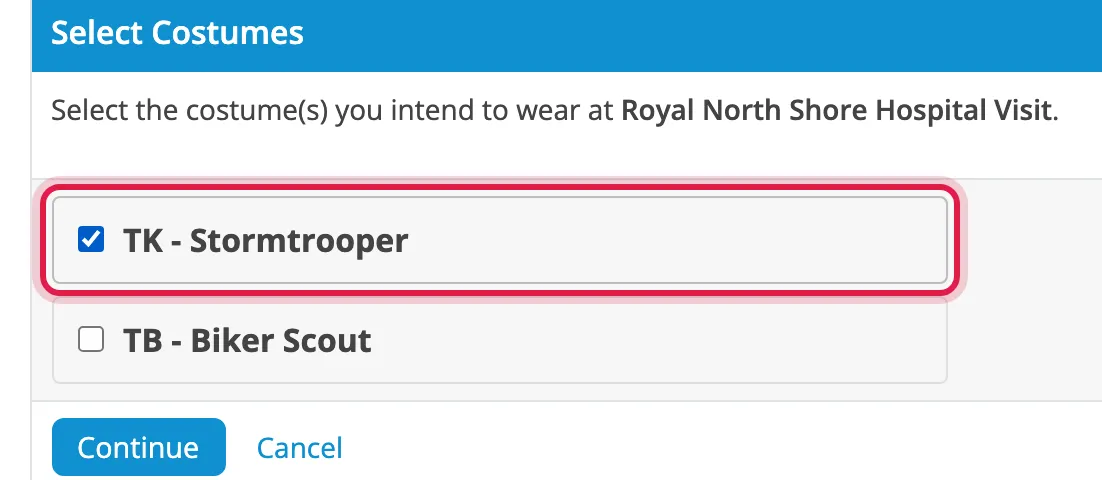 A costume checkbox circled