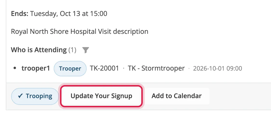 The Update Your Signup button circled